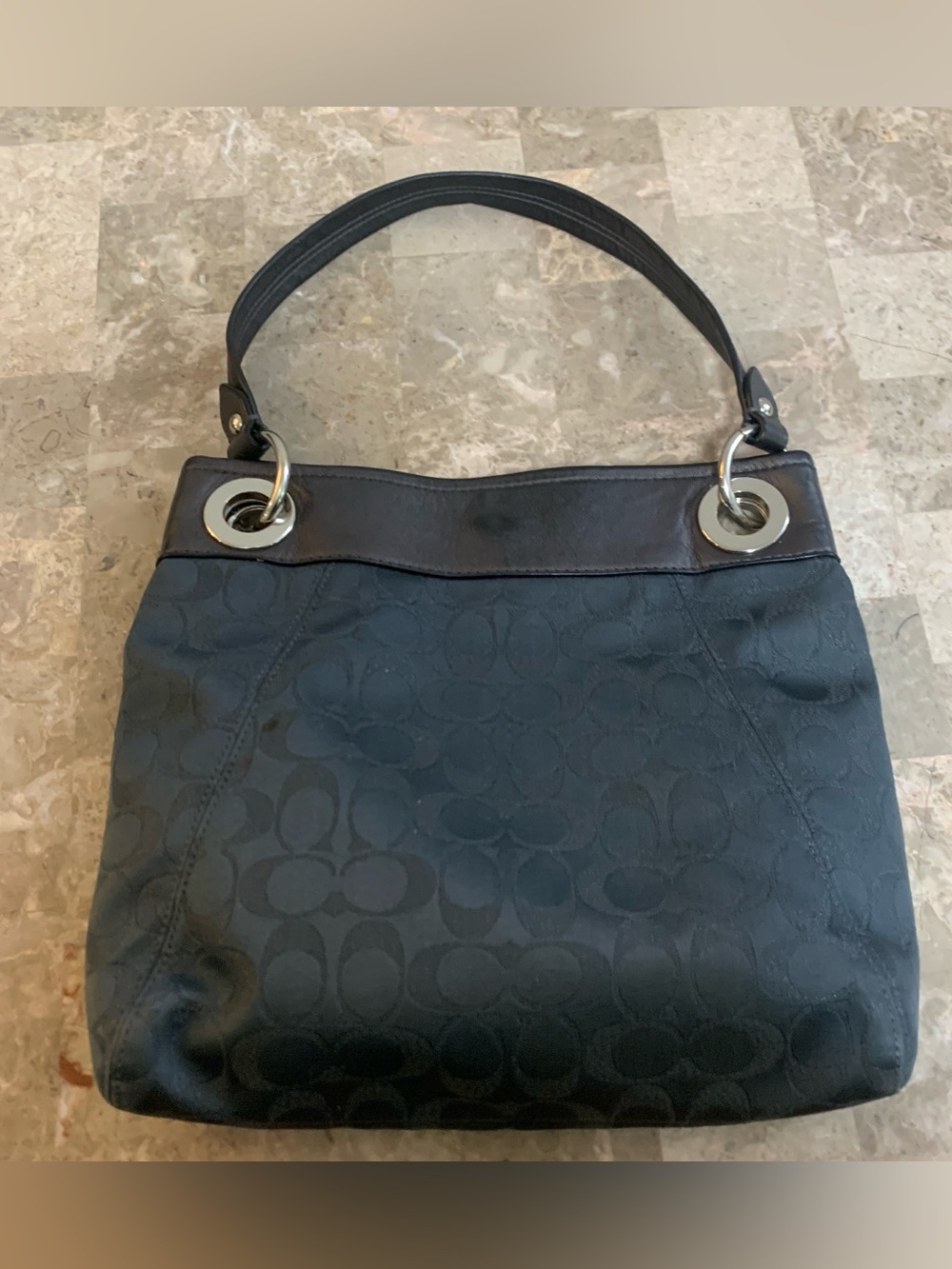 Coach Ashley Lurex Bag Shoulder One Handle Purse Metallic Signature Cs Authentic - Picture 11 of 16